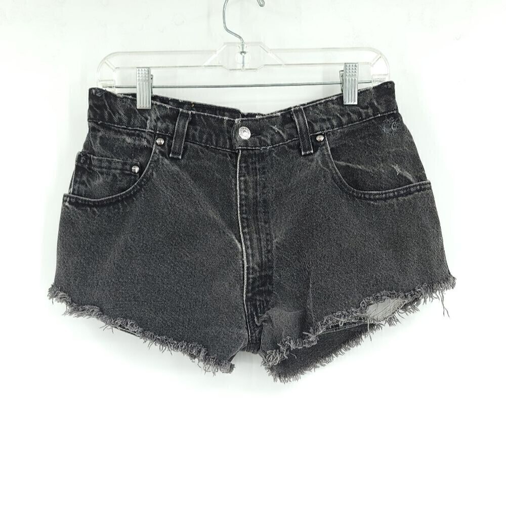Levi's Jean Shorts Vintage Women's 29 Black Gold Tab 545 Loose Fit Cutoff Boho - Picture 16 of 16